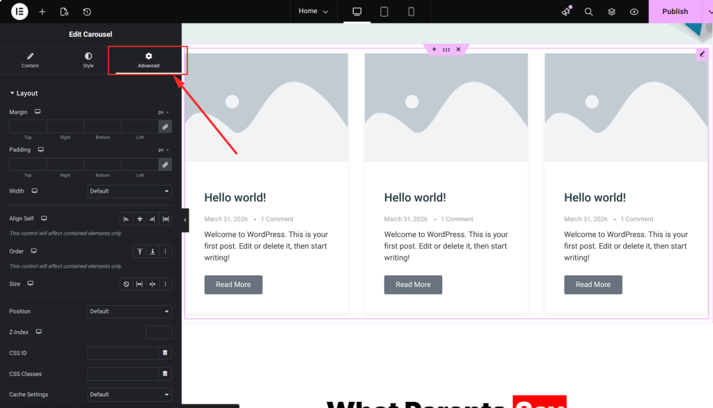 In the Advanced tab