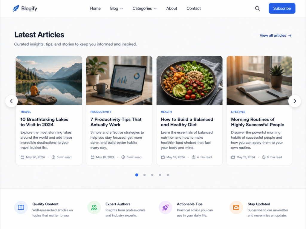 Blog articles on various topics