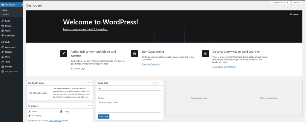 WordPress Dashboard