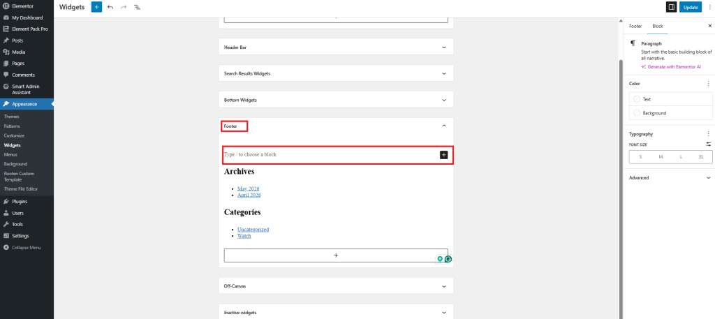 Target Widget Area