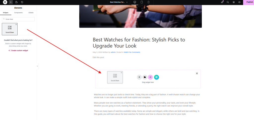 Show Social Share Link