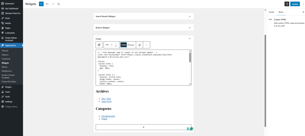 Custom HTML widget