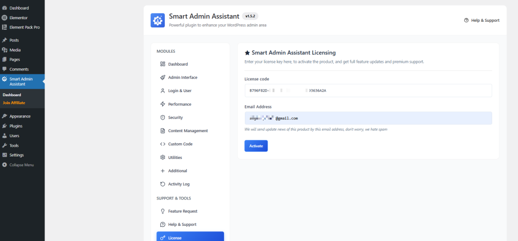  Smart Admin Assistant settings