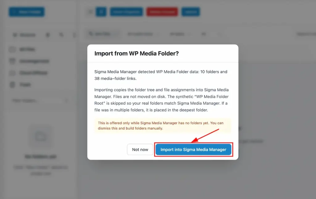 Import the WP Media plugin Folder Structure