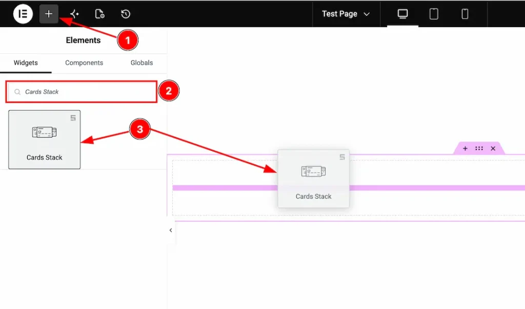 Inserting the Cards Stack Slider widget
