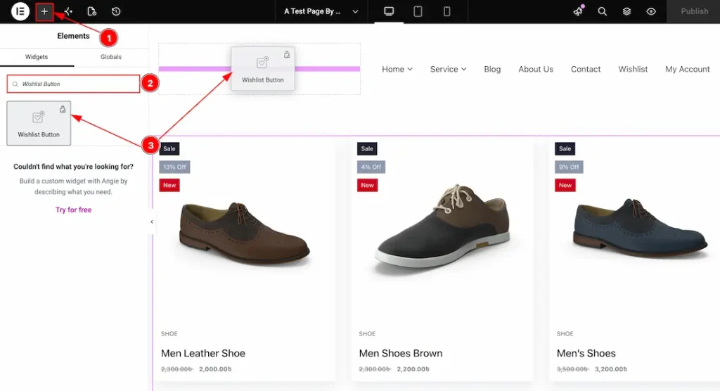 Inserting the Wishlist Button widget