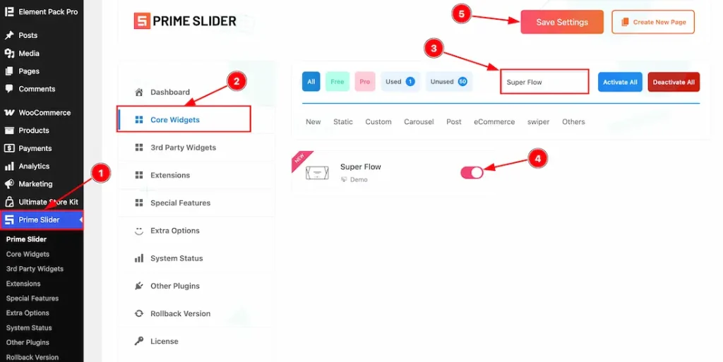 Enable the Super Flow slider widget