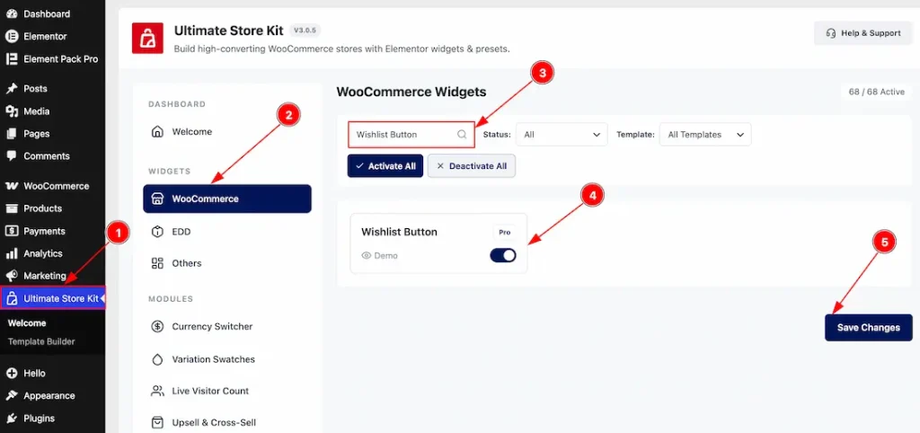 Enable the Wishlist Button Widget