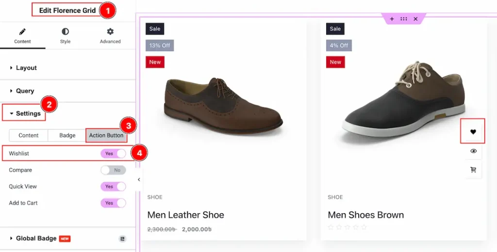 How to use the Wishlist Button widget by Ultimate Store Kit Pro