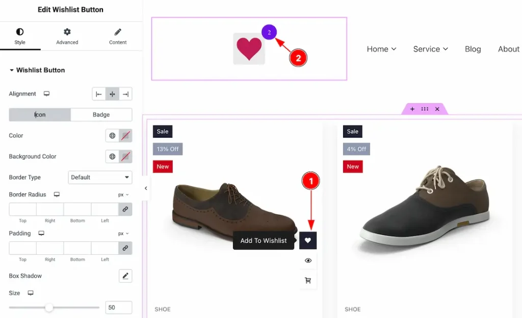 How the count will show on wishlist button 1 - BdThemes
