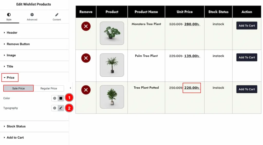 Price Section