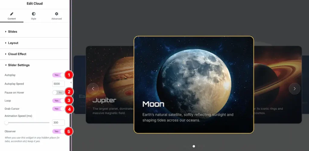 Slider Settings Section
