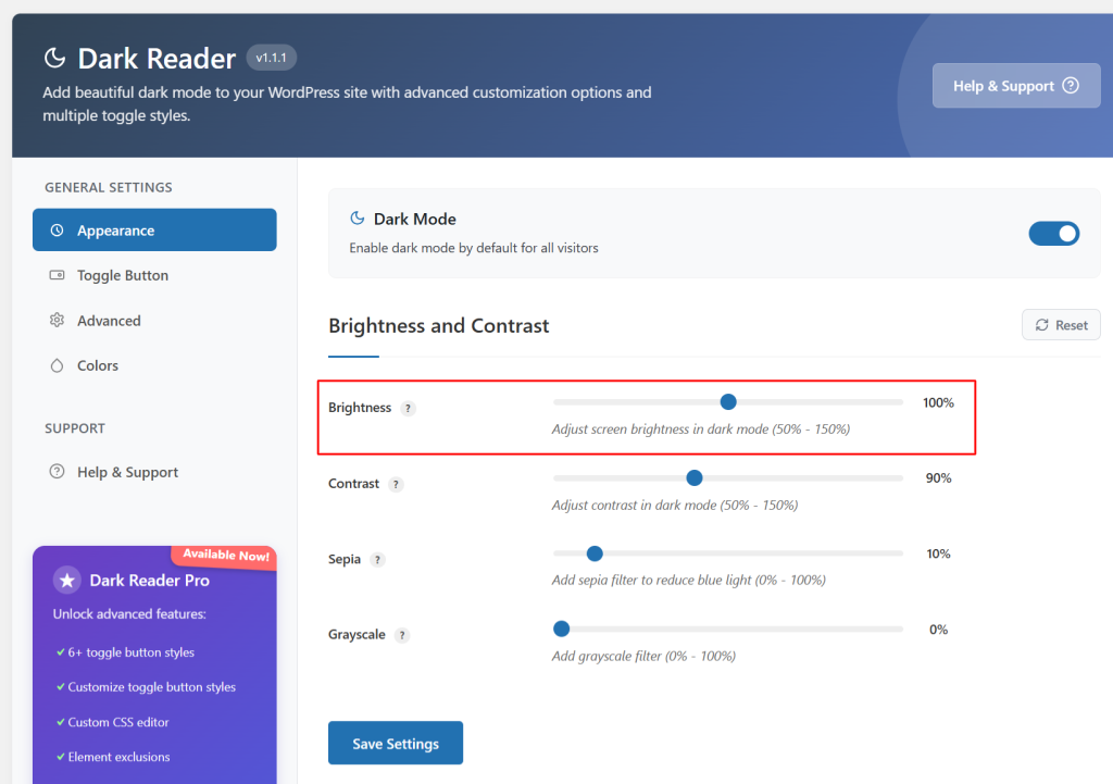 adjust the visual filters to match your site's look and feel