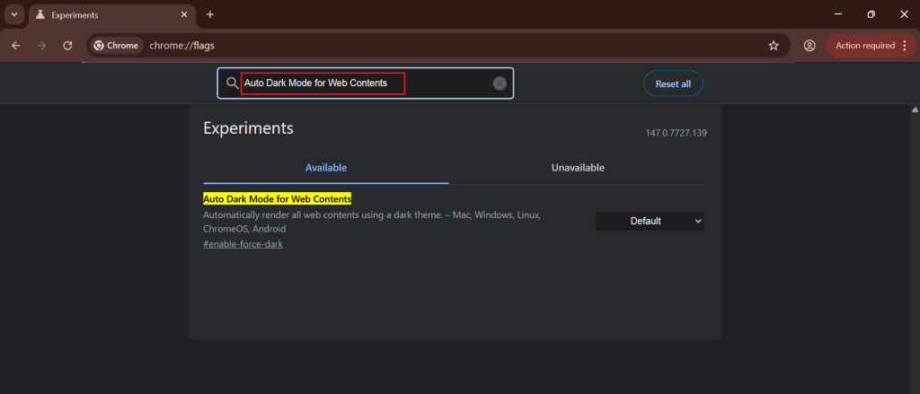 auto dark mode for web contents