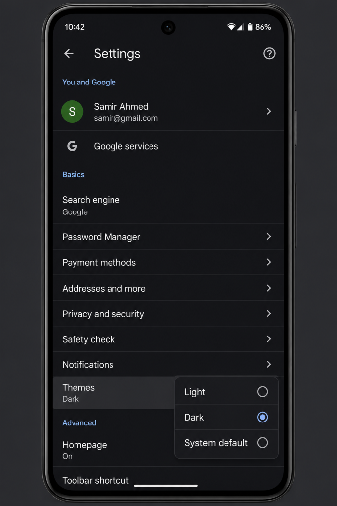 dark mode on phone