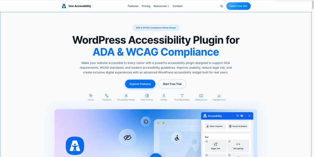 Website accessible - One Accessibility for WPBakery website