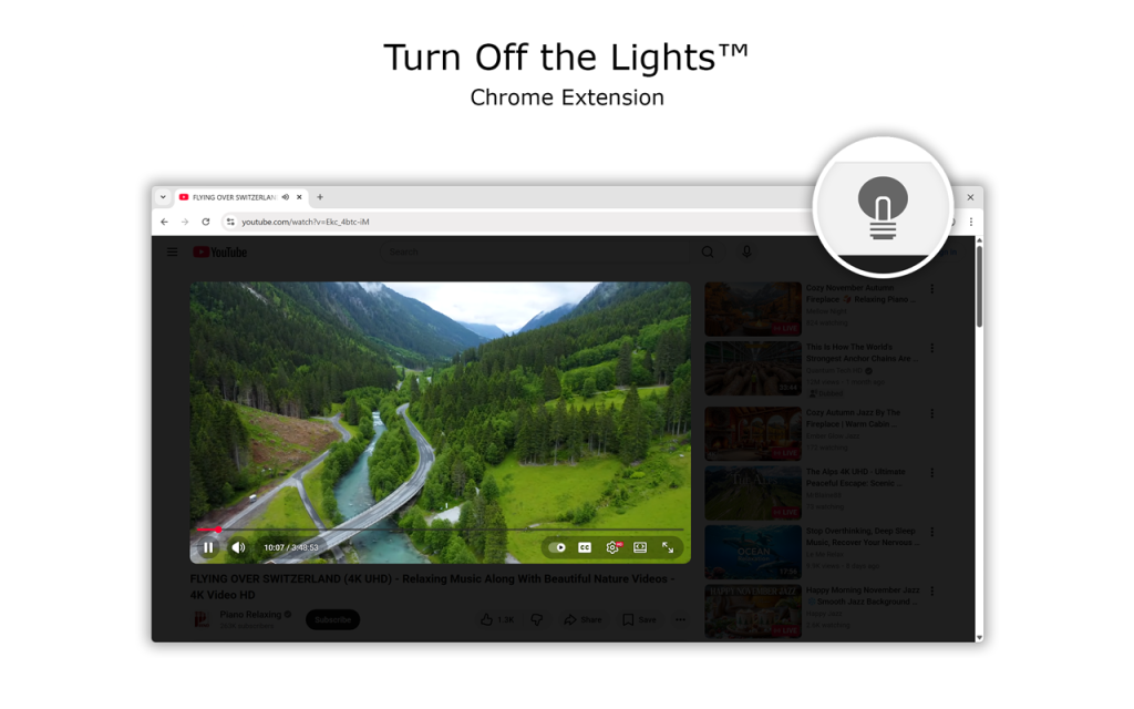 YouTube video with dark mode extension