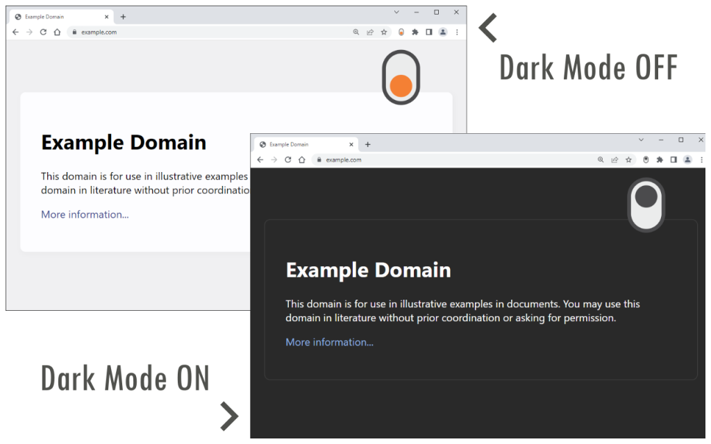 Website showing dark mode toggle options