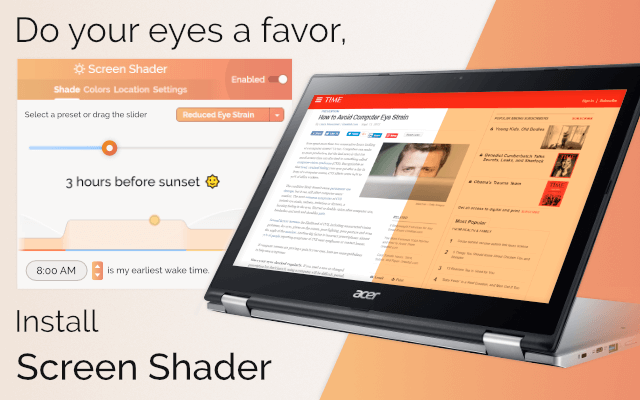 Laptop promoting screen eye strain reduction