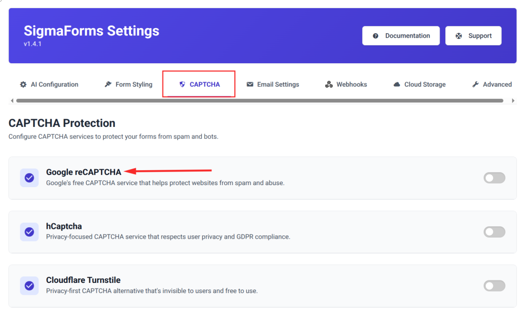Spam Protection with reCAPTCHA
