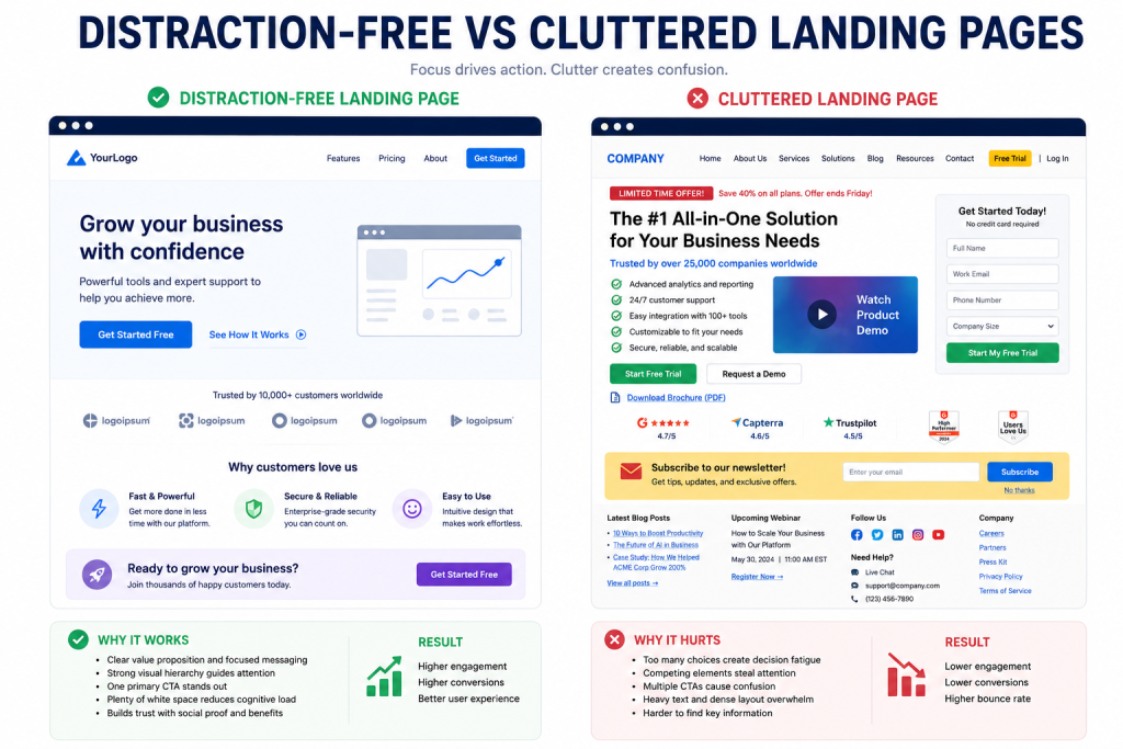 Comparison of landing page designs