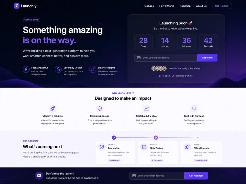 Upcoming platform launch countdown and features