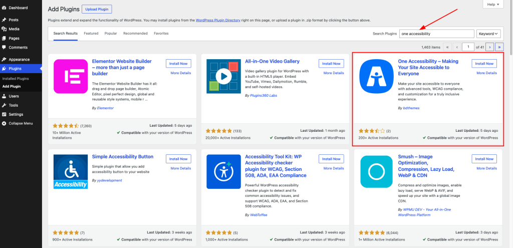 Search for the keyword “One Accessibility”. 