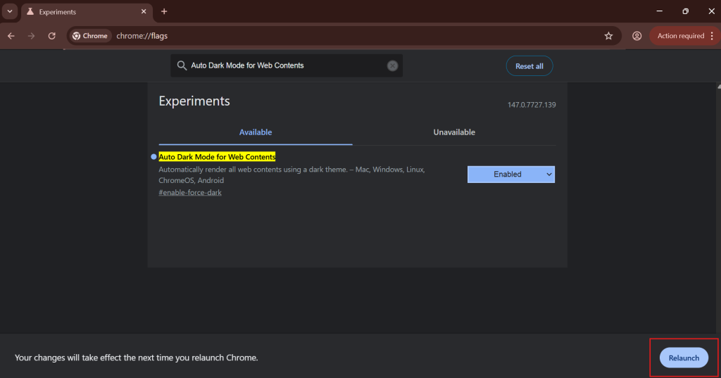 relaunch the chrome browser