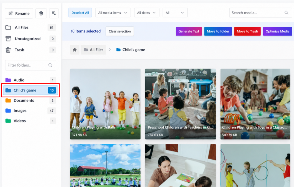 select files to upload video on